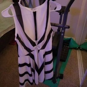 Black and White Chiffon A-Line Dress